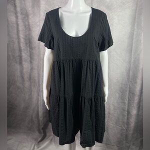 A New Day Black Short Sleeve Tiered Mini Dress